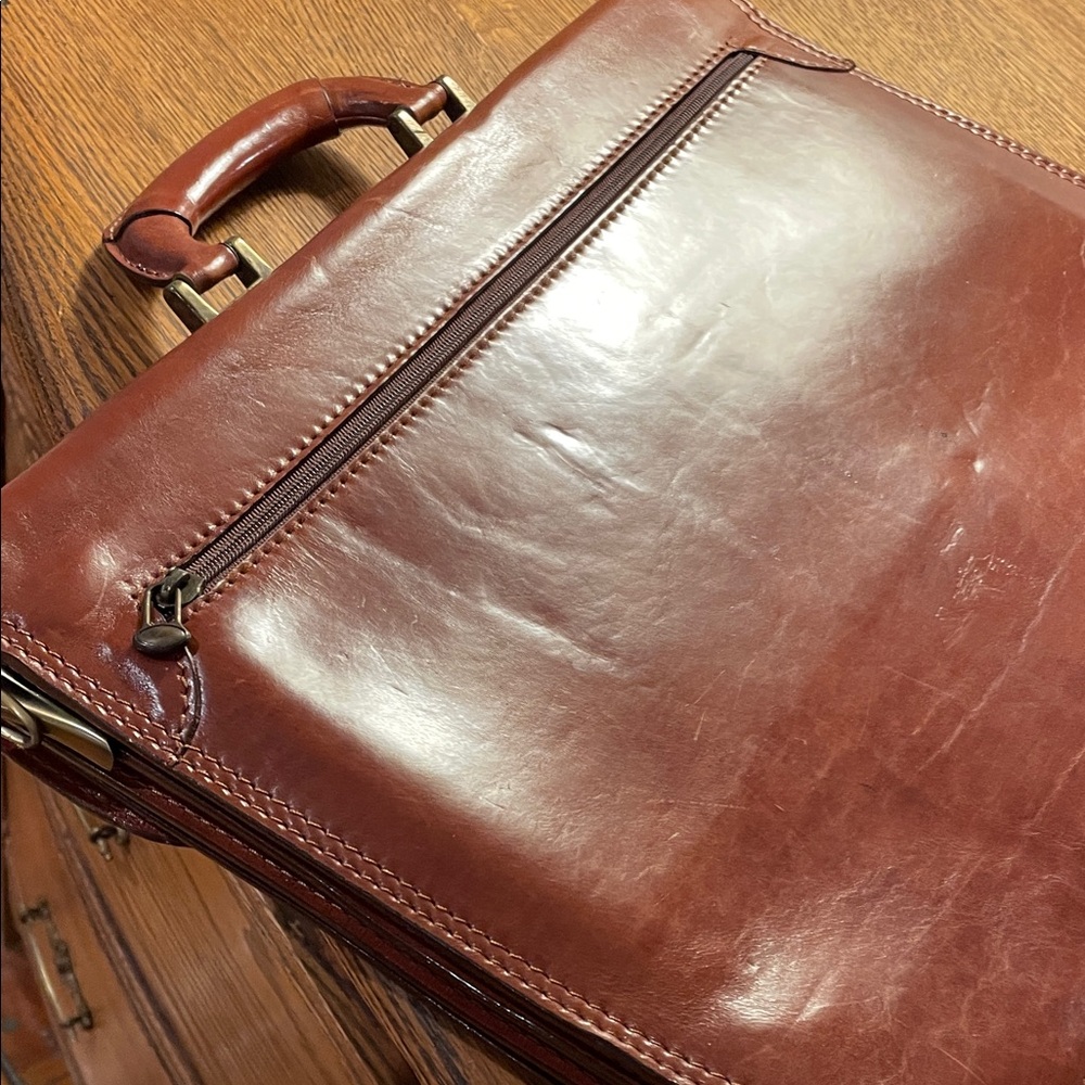 Valentino Rich Tan Leather Briefcase - Picture 10 of 12